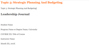 Topic 5 Strategic Planning And Budgeting