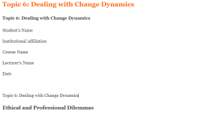 Topic 6 Dealing with Change Dynamics