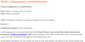 Week 3 Assignment 1 Virtual Patient