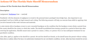 Actions Of The Florida State Sheriff Memorandum