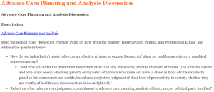 Advance Care Planning and Analysis Discussion