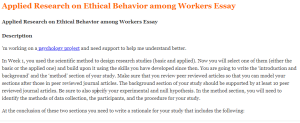 Applied Research on Ethical Behavior among Workers Essay