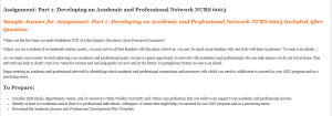 Assignment Part 1 Developing an Academic and Professional Network NURS 6003