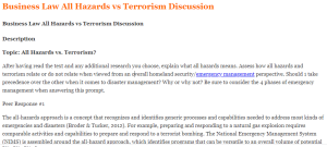 Business Law All Hazards vs Terrorism Discussion