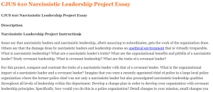 CJUS 610 Narcissistic Leadership Project Essay