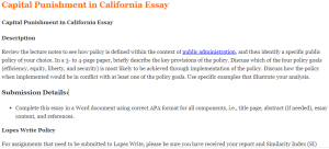 Capital Punishment in California Essay