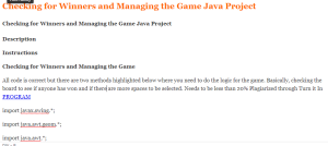 Checking for Winners and Managing the Game Java Project