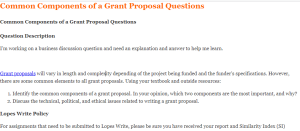 Common Components of a Grant Proposal Questions