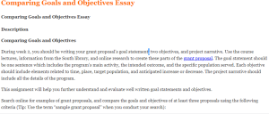 Comparing Goals and Objectives Essay