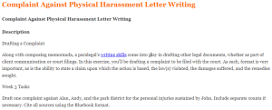 Complaint Against Physical Harassment Letter Writing