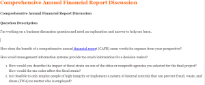 Comprehensive Annual Financial Report Discussion
