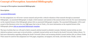 Concept of Perception Annotated Bibliography