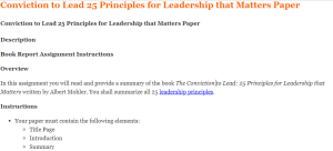 Conviction to Lead 25 Principles for Leadership that Matters Paper