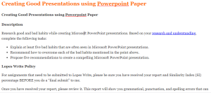 Creating Good Presentations using Powerpoint Paper