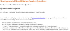 Development of Rehabilitation Services Questions