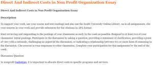 Direct And Indirect Costs in Non Profit Organization Essay