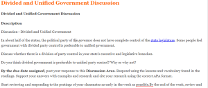 Divided and Unified Government Discussion