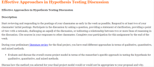 Effective Approaches in Hypothesis Testing Discussion