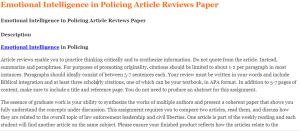 Emotional Intelligence in Policing Article Reviews Paper