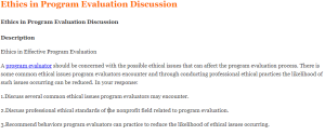 Ethics in Program Evaluation Discussion