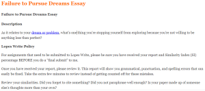 Failure to Pursue Dreams Essay