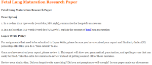 Fetal Lung Maturation Research Paper