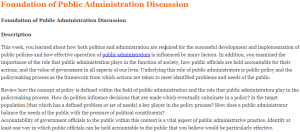 Foundation of Public Administration Discussion