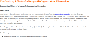 Fundraising Efforts of a Nonprofit Organization Discussion