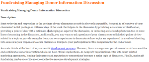 Fundraising Managing Donor Information Discussion