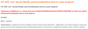 GC SOC 100  Social Media and Socialization Survey and Analysis