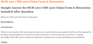 HCM 1201 CMS 1500 Claim Form & Discussion