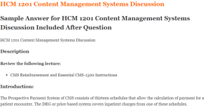 HCM 1201 Content Management Systems Discussion