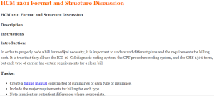 HCM 1201 Format and Structure Discussion