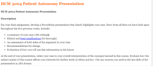 HCM 3004 Patient Autonomy Presentation