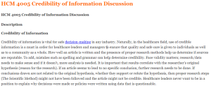 HCM 4005 Credibility of Information Discussion