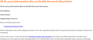 HCM 4005 Information Bias in Health Research Discussion