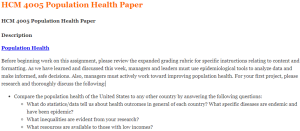 HCM 4005 Population Health Paper