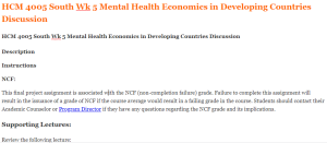 HCM 4005 South Wk 5 Mental Health Economics in Developing Countries Discussion