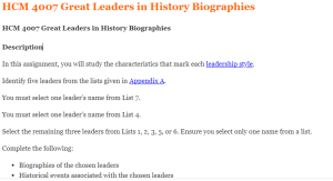 HCM 4007 Great Leaders in History Biographies