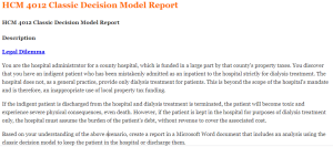 HCM 4012 Classic Decision Model Report