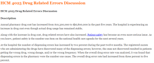 HCM 4025 Drug Related Errors Discussion