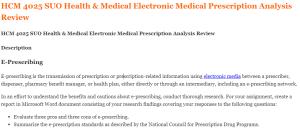 HCM 4025 SUO Health & Medical Electronic Medical Prescription Analysis Review