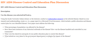 HIV AIDS Disease Control and Education Plan Discussion