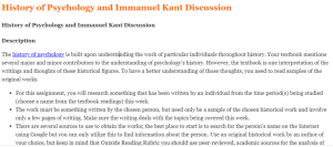 History of Psychology and Immanuel Kant Discussion