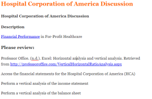 Hospital Corporation of America Discussion