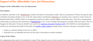 Impact of the Affordable Care Act Discussion