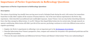 Importance of Pavlov Experiments in Reflexology Questions