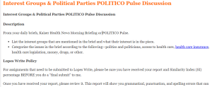 Interest Groups & Political Parties POLITICO Pulse Discussion