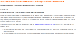 Internal Controls & Government Auditing Standards Discussion