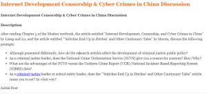 Internet Development Censorship & Cyber Crimes in China Discussion